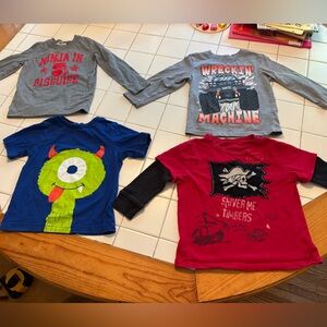 Long sleeve boy shirt set top short school pirate car ninja travel toddler play